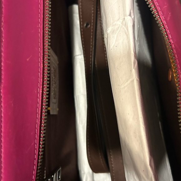 100% Authentic Coach Courier Pink Hibiscus Pewter Carryall Snakeskin Purse Bag - Picture 8 of 16